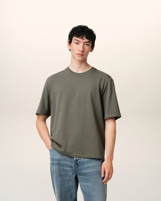 Taupe Cotton Tonal Ami de Coeur T-Shirt