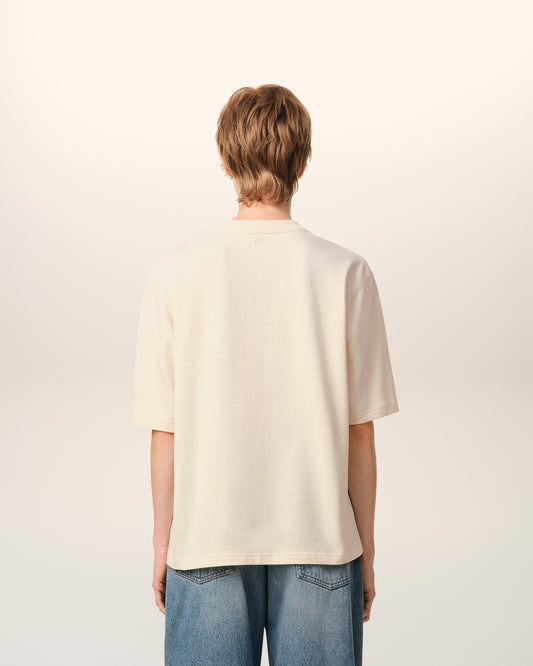 Beige Cotton Ami Paris Patch T-Shirt