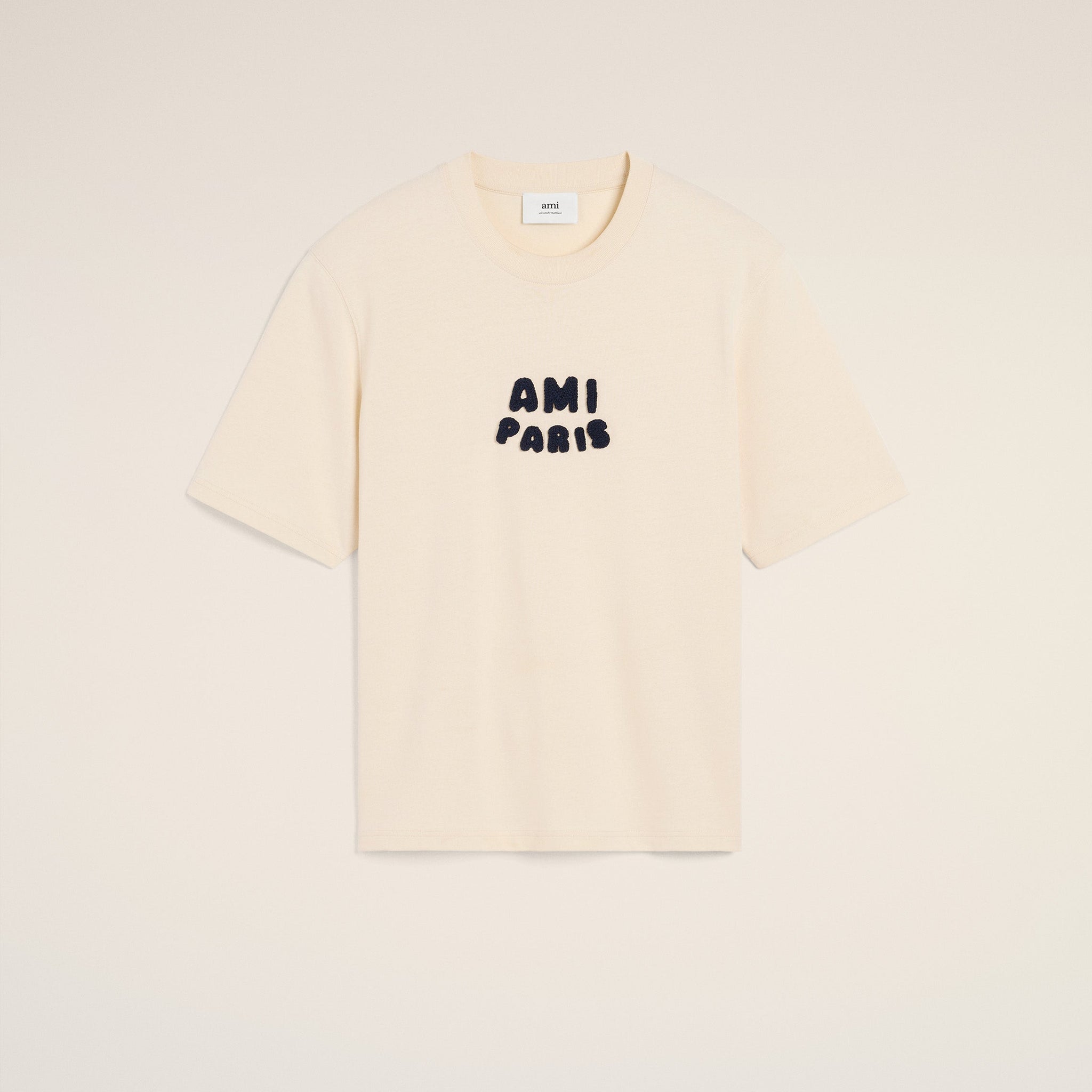 Beige Cotton Ami Paris Patch T-Shirt