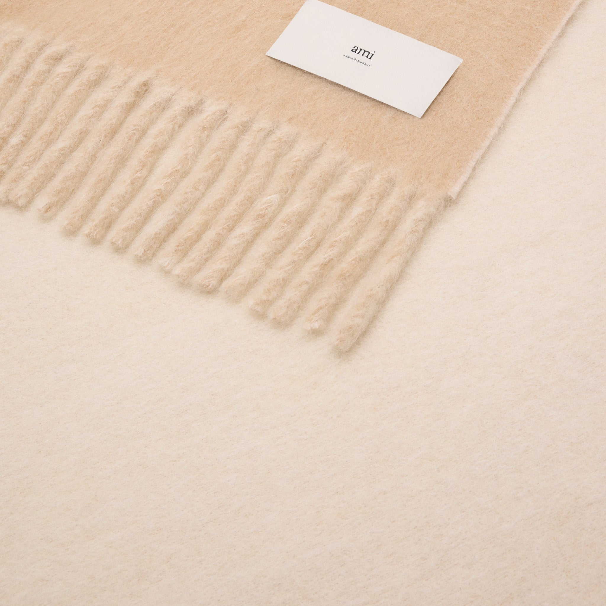 Beige Wool Bicolor Double-Sided Blanket