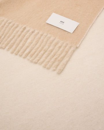 Beige Wool Bicolor Double-Sided Blanket