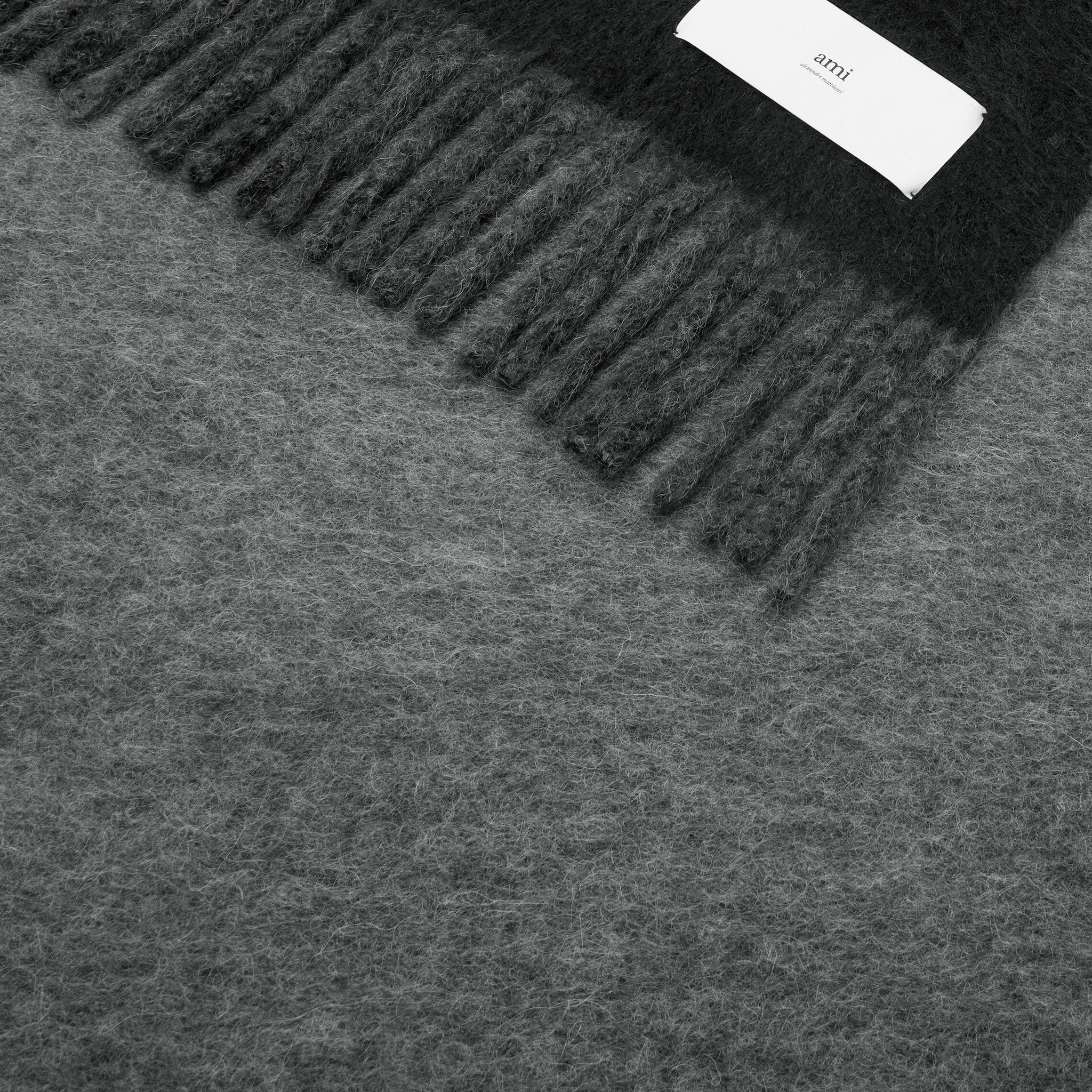 Black Wool Bicolor Double-Sided Blanket