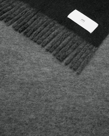 Black Wool Bicolor Double-Sided Blanket